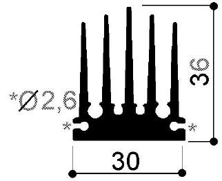 Code Kunst. FM2202: Aluminium-Kühlkörper in Stangenform