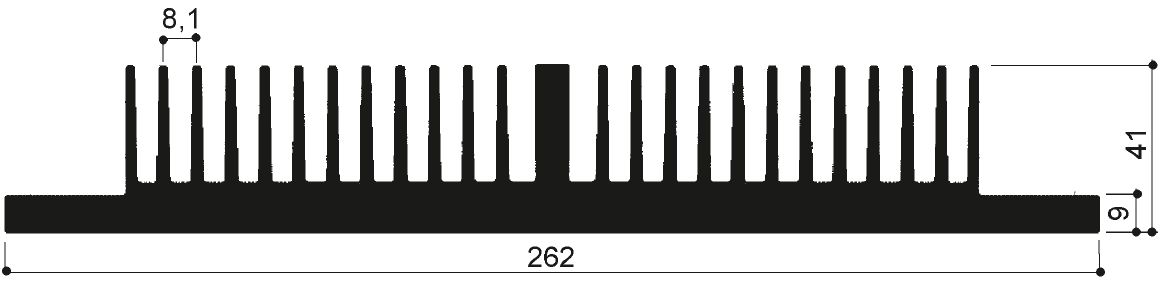 Code Kunst. FM652: Aluminium-Kühlkörper in Stangenform