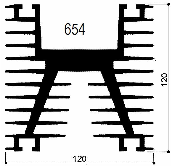 Code Kunst. FM654: Aluminium-Kühlkörper in Stangenform